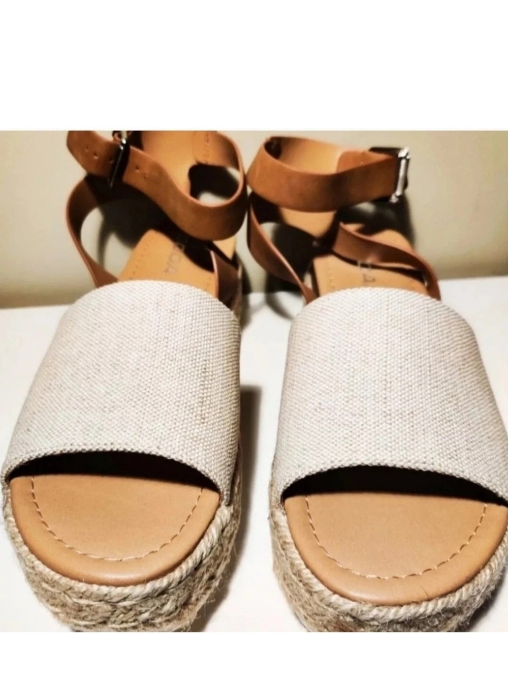 Sale🎈Soda Women's 9 Espadrilles Studded Wedge Rubber Sole Faux Leather Canvas